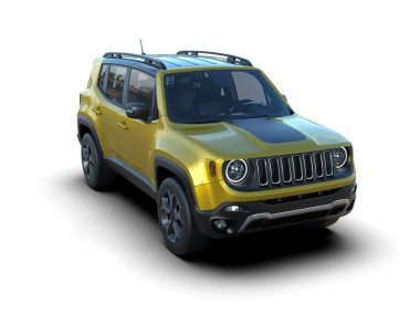 SUV beyaz arka planda izole edildi. 3d illüstrasyon