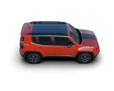 Beyaz arka planda 3 boyutlu bir marka kamyoneti daha az jenerik SUv görüntüleme