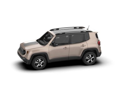 gerçekçi SUV arabası beyaz arkaplanda izole edildi