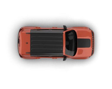 Kırmızı araba beyaz arka planda izole edildi