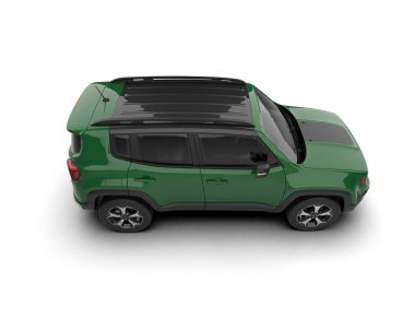 Beyaz arka planda bir cip arabası. 3d oluşturma