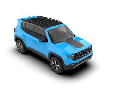 mavi modern araba - ön görünüm - arka görünüm