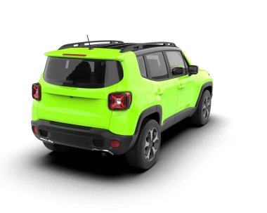 yeşil modern şehir jipi - arka üst görünüm.