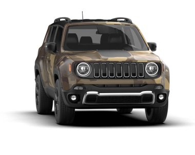 Modern kamuflajlı SUV arabası beyaz arka planda izole edildi