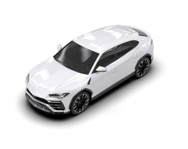 modern beyaz SUV arabası beyaz arkaplanda izole edildi