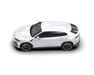 modern beyaz SUV arabası beyaz arkaplanda izole edildi