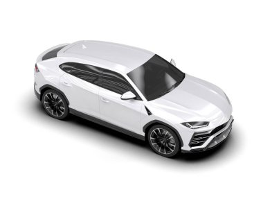 modern beyaz SUV arabası beyaz arkaplanda izole edildi