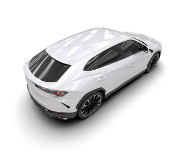 modern beyaz SUV arabası beyaz arkaplanda izole edildi