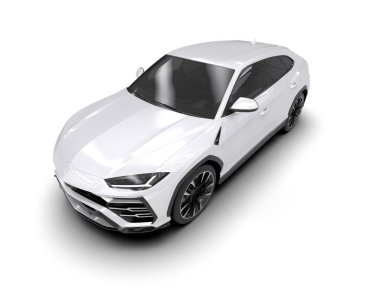 modern beyaz SUV arabası beyaz arkaplanda izole edildi