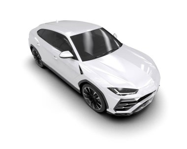 modern beyaz SUV arabası beyaz arkaplanda izole edildi