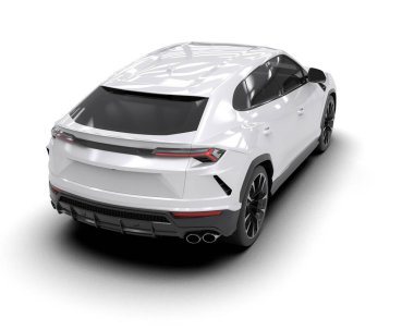 modern beyaz SUV arabası beyaz arkaplanda izole edildi