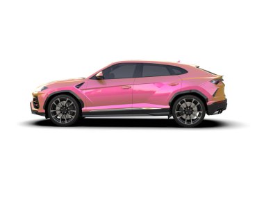 Pembe spor araba arka planda izole edildi - 3 boyutlu görüntüleme