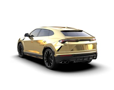 Modern araba arka planda izole edilmiş. 3D görüntüleme - illüstrasyon