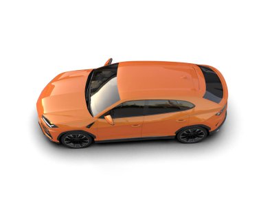 turuncu araba beyaz arka planda izole edildi. 3 boyutlu görüntüleme - illüstrasyon