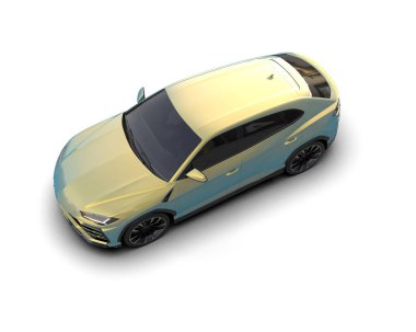 beyaz arkaplandaki modern araba 3 boyutlu görüntüleme