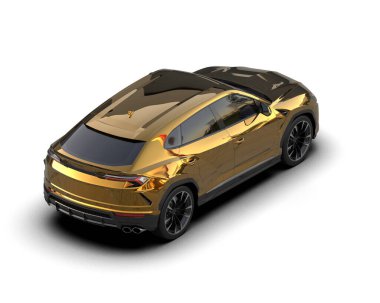 Arka planda lüks bir araba var. 3D görüntüleme - illüstrasyon