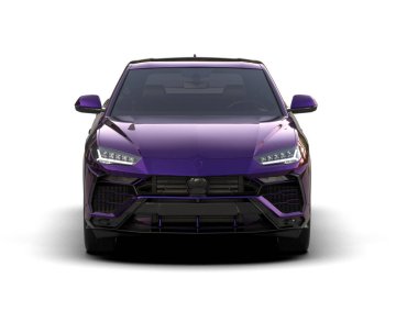 beyaz zemin üzerinde izole edilmiş mor spor araba 3 d illüstrasyon görüntüleme - üst görünüm