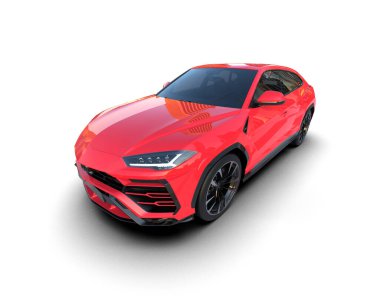 Modern araba arka planda izole edilmiş. 3D görüntüleme - illüstrasyon