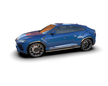 Modern araba arka planda izole edilmiş. 3D görüntüleme - illüstrasyon