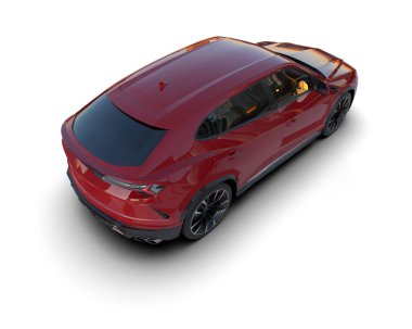 beyaz zemin üzerinde modern araba 3D görüntüleme - illüstrasyon