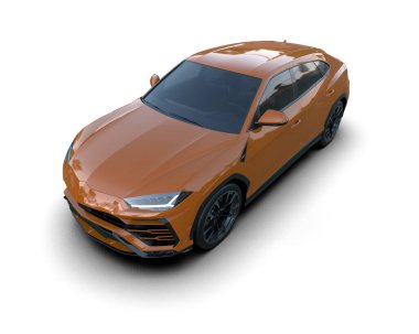 Modern araba arka planda izole edilmiş. 3D görüntüleme - illüstrasyon