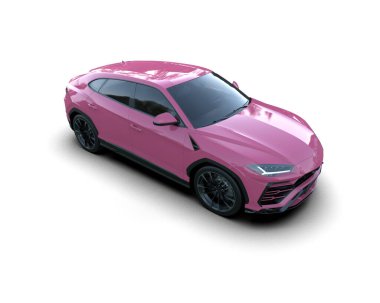 Modern araba arka planda izole edilmiş. 3D görüntüleme - illüstrasyon