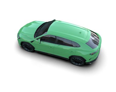 yeşil modern araba. 3d oluşturma