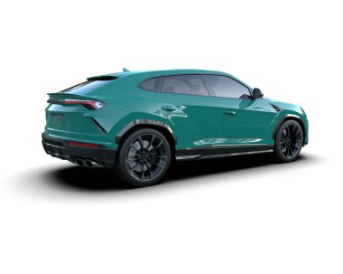 Yeşil lüks spor araba. 3d oluşturma