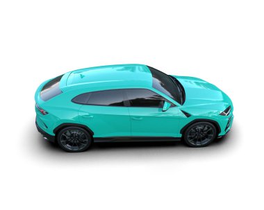 Yeşil spor araba. 3d oluşturma.