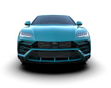 mavi modern spor araba - üst görünüm