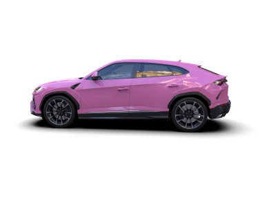 Siyah arka planı olan mor bir spor araba. yüksek kaliteli resimleme