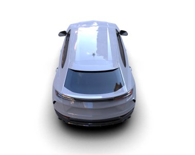 elektrikli araba beyaz 3 boyutlu görüntüleme üzerinde izole edildi