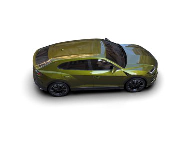 Modern araba arka planda izole edilmiş. 3D görüntüleme - illüstrasyon