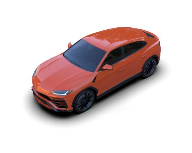 Modern araba arka planda izole edilmiş. 3D görüntüleme - illüstrasyon