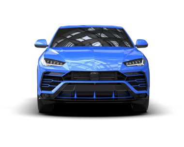 Beyaz arka planda izole edilmiş mavi lüks araba - 3 boyutlu görüntüleme