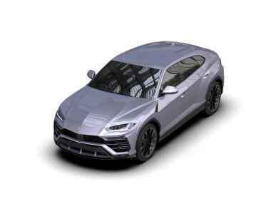 Modern araba arka planda izole edilmiş. 3D görüntüleme - illüstrasyon