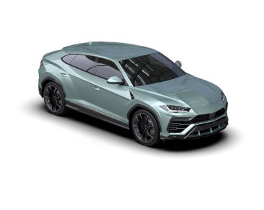 araba modern şehir beyaz arka planda izole - 3d illüstrasyon - oluşturma