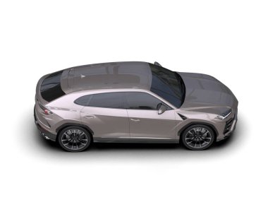 Beyaz arka planda modern bir araba. 3d oluşturma