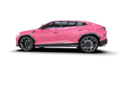 Beyaz arka planda izole edilmiş pembe spor araba