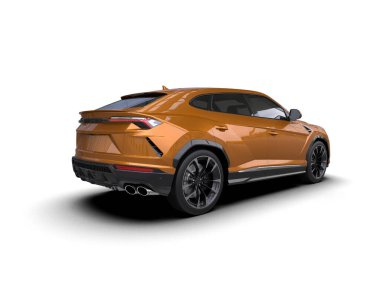 Beyaz arka planda modern bir araba. 3d oluşturma