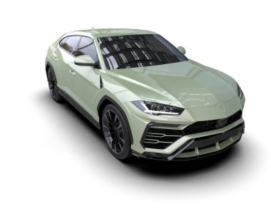 Beyaz arka planda yeşil spor araba.