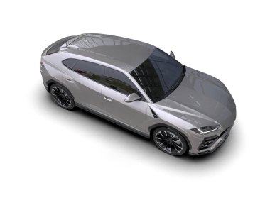 Beyaz arkaplandaki araba, 3 boyutlu illüstrasyon