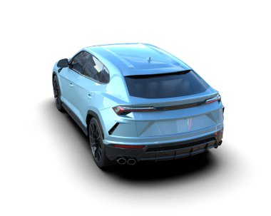 Beyaz arka planda modern bir araba. 3d oluşturma