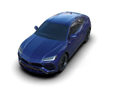 mavi modern spor araba - ön manzara