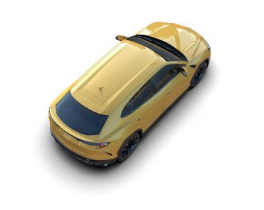 Modern araba beyazda izole edilmiş. 3D görüntüleme - illüstrasyon