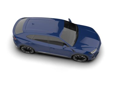 mavi modern lüks araba - arka plan - 3 boyutlu görüntüleme