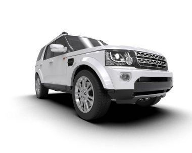 modern beyaz SUV arabası beyaz arkaplanda izole edildi