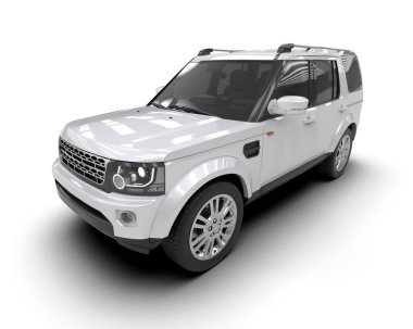 modern beyaz SUV arabası beyaz arkaplanda izole edildi
