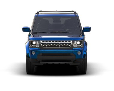 Mavi SUV beyaz arka planda izole edildi. 3d oluşturma.