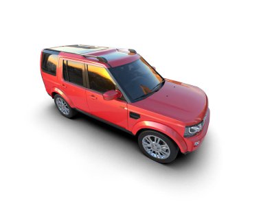 Beyaz bir arka plan üzerinde modern kırmızı araba